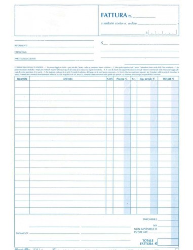 FATTURE 1 ALIQUOTA SNAP OUT N 50PZ TRIPLICE COPIA 3 COPIE AUTORICALCANTI