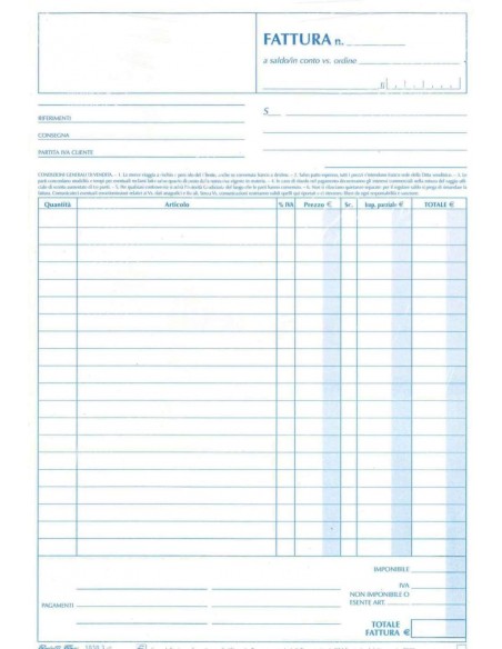 FATTURE 1 ALIQUOTA SNAP OUT N 50PZ TRIPLICE COPIA 3 COPIE AUTORICALCANTI