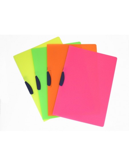 Cartellina con clip girevole CLIPPER - Conf. 4 Pz colori assortiti fluo - SHOCKING FILE FELLOWES 21X29,7