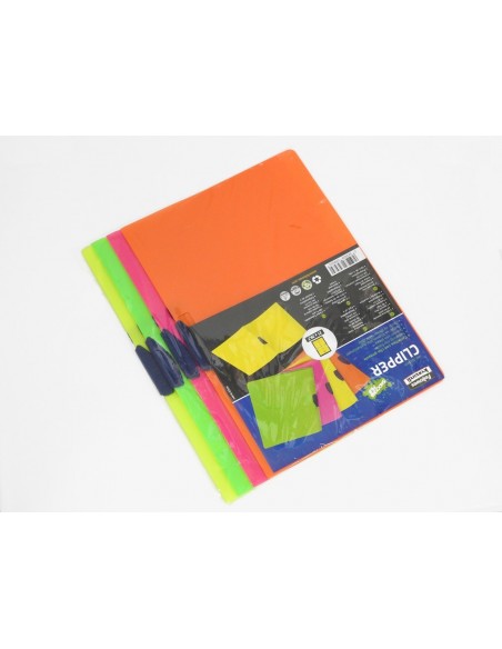 Cartellina con clip girevole CLIPPER - Conf. 4 Pz colori assortiti fluo - SHOCKING FILE FELLOWES 21X29,7