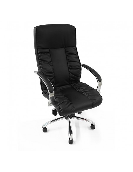 Poltrona da ufficio presidenziale ergonomica girevole ecopelle BRACCIOLI CROMATI E IMBOTTITI 8091