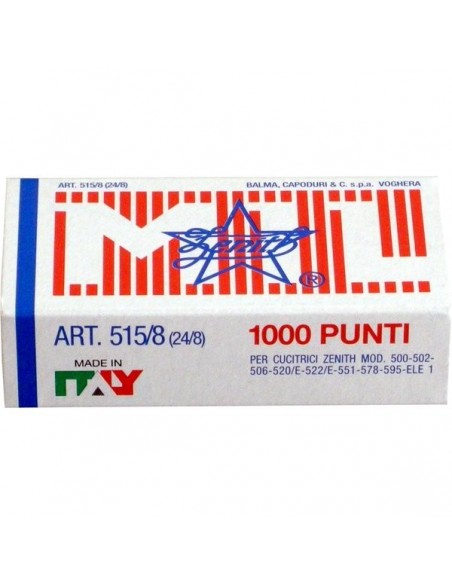  SCATOLA 1000 PUNTI ZENITH 130/E (6/4) IN ACCIAIO NATURALE 