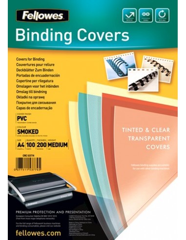 100 Transparent Smoked PVC Covers - 200 Micron A4