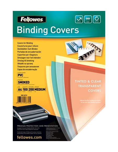 100 Transparent Smoked PVC Covers - 200 Micron A4
