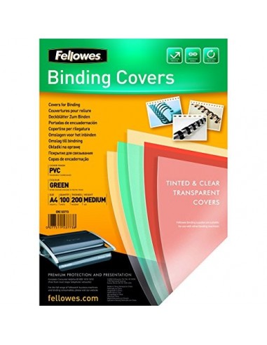 100 Transparent Green PVC Covers - 200 Micron A4
