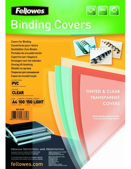 100 Transparent Clear PVC Covers - 150 Micron A4