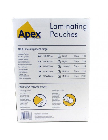 Pouches lucide 125 micron formato 216X303 A4mm Fellowes 53074 100pz