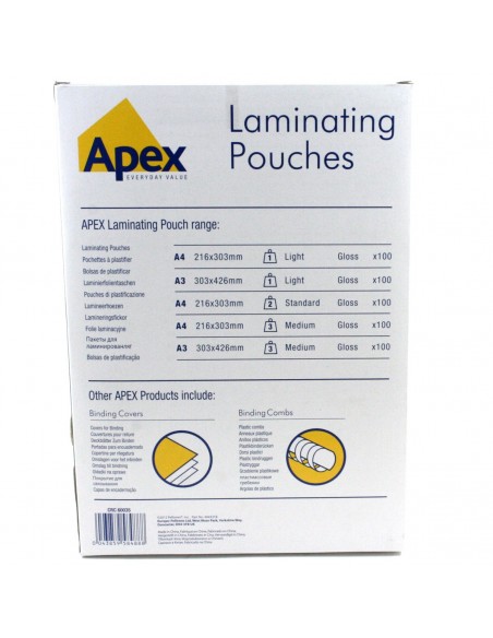 Pouches lucide 125 micron formato 216X303 A4mm Fellowes 53074 100pz